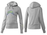Wholesale Cheap Women's Los Angeles Chargers Logo Pullover Hoodie Grey