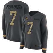 Wholesale Cheap Nike Steelers #7 Ben Roethlisberger Anthracite Salute to Service Women's Stitched NFL Limited Therma Long Sleeve Jersey