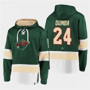 Wholesale Cheap Men's Minnesota Wild #24 Matt Dumba Green All Stitched Sweatshirt Hoodie