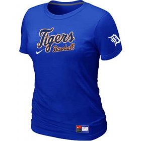 Wholesale Cheap Women\'s Detroit Tigers Nike Short Sleeve Practice MLB T-Shirt Blue