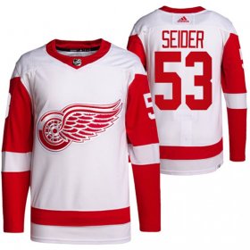Cheap Men\'s Detroit Red Wings #53 Moritz Seider White Stitched Jersey