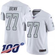 Wholesale Cheap Nike Raiders #77 Trent Brown White Youth Stitched NFL Limited Rush 100th Season Jersey