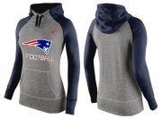 Wholesale Cheap Women's Nike New England Patriots Performance Hoodie Grey & Dark Blue_1