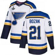 Wholesale Cheap Adidas Blues #21 Tyler Bozak White Road Authentic Stanley Cup Champions Stitched NHL Jersey