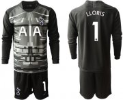 Wholesale Cheap Tottenham Hotspur #1 Lloris Black Goalkeeper Long Sleeves Soccer Club Jersey