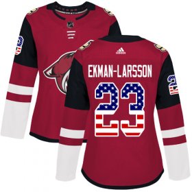 Wholesale Cheap Adidas Coyotes #23 Oliver Ekman-Larsson Maroon Home Authentic USA Flag Women\'s Stitched NHL Jersey