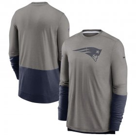 Wholesale Cheap New England Patriots Nike Sideline Player Performance Long Sleeve T-Shirt Heathered Gray Navy