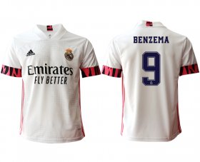 Wholesale Cheap Men 2020-2021 club Real Madrid home aaa version 9 white Soccer Jerseys