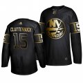 Wholesale Cheap Adidas Islanders #15 Cal Clutterbuck Men's 2019 Black Golden Edition Authentic Stitched NHL Jersey