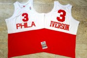 Wholesale Cheap Men's Philadelphia 76ers #3 Allen Iverson 2003-04 White Red Hardwood Classics Soul AU Jersey