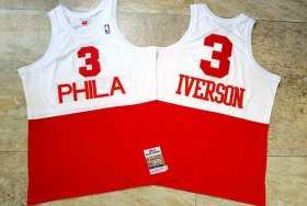 Wholesale Cheap Men\'s Philadelphia 76ers #3 Allen Iverson 2003-04 White Red Hardwood Classics Soul AU Jersey
