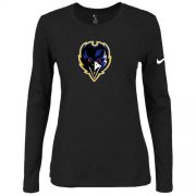 Wholesale Cheap Women's Nike Baltimore Ravens Of The City Long Sleeve Tri-Blend NFL T-Shirt Black