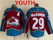 Wholesale Cheap Youth Colorado Avalanche #29 Nathan MacKinnon With A Ptach Burgundy Stitched Jersey
