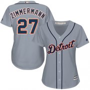 Wholesale Cheap Tigers #27 Jordan Zimmermann Grey Road Women's Stitched MLB Jersey