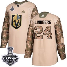 Wholesale Cheap Adidas Golden Knights #24 Oscar Lindberg Camo Authentic 2017 Veterans Day 2018 Stanley Cup Final Stitched NHL Jersey