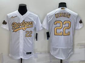 Wholesale Men\'s Los Angeles Dodgers #22 Clayton Kershaw Number White 2022 All Star Stitched Flex Base Nike Jersey