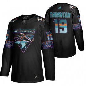 Wholesale Cheap San Jose Sharks #19 Joe Thornton Men\'s Adidas 2020 Los Tiburones Limited NHL Jersey Black