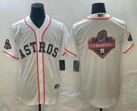 Cheap Men\'s Houston Astros Big Logo 2023 White Gold World Serise Champions Patch Cool Base Stitched Jersey
