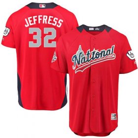 Wholesale Cheap Brewers #32 Jeremy Jeffress Red 2018 All-Star National League Stitched MLB Jersey