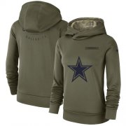 Wholesale Cheap Women's Dallas Cowboys Nike Olive Salute to Service Sideline Therma Performance Pullover Hoodie