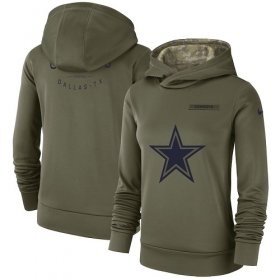 Wholesale Cheap Women\'s Dallas Cowboys Nike Olive Salute to Service Sideline Therma Performance Pullover Hoodie