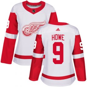 Wholesale Cheap Adidas Red Wings #9 Gordie Howe White Road Authentic Women\'s Stitched NHL Jersey
