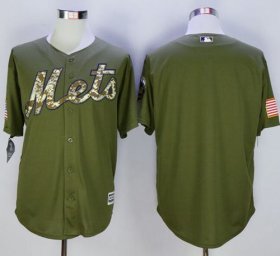 Wholesale Cheap Mets Blank Green Camo New Cool Base Stitched MLB Jersey