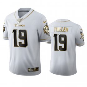 Wholesale Cheap Minnesota Vikings #19 Adam Thielen Men\'s Nike White Golden Edition Vapor Limited NFL 100 Jersey