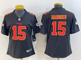 Cheap Women\'s Kansas City Chiefs #15 Patrick Mahomes Black Vapor Untouchable Limited Football Stitched Jersey(Run Small)