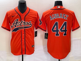 Wholesale Cheap Men\'s Houston Astros #44 Yordan Alvarez Orange With Patch Cool Base Stitched Baseball Jersey