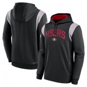 Wholesale Cheap Men's San Francisco 49ers Black Sideline Stack Performance Pullover Hoodie