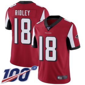 Wholesale Cheap Nike Falcons #18 Calvin Ridley Red Team Color Men\'s Stitched NFL 100th Season Vapor Limited Jersey
