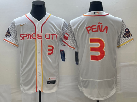 Cheap Men\'s Houston Astros #3 Jeremy Pena Number White 2023 City Connect Flex Base Stitched Jersey