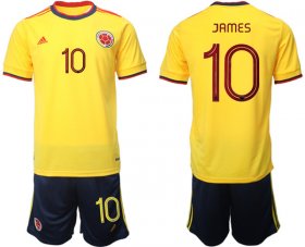 Cheap Men\'s Colombia #10 James Yellow Home Soccer Jersey Suit