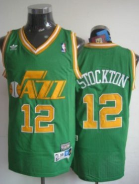 Wholesale Cheap Utah Jazz #12 John Stockton Green Swingman Throwback Jersey