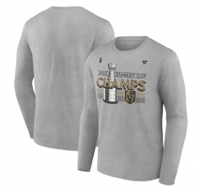 Wholesale Cheap Men\'s Vegas Golden Knights Heather Gray 2023 Stanley Cup Champions Locker Room Long Sleeve T-Shirt