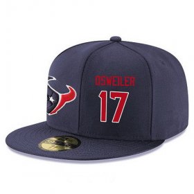 Wholesale Cheap Houston Texans #17 Brock Osweiler Snapback Cap NFL Player Navy Blue with Red Number Stitched Hat