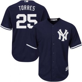 Wholesale Cheap Yankees #25 Gleyber Torres Navy blue Cool Base Stitched Youth MLB Jersey
