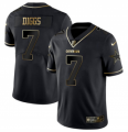 Wholesale Cheap Men's Black Dallas Cowboys #7 Trevon Diggs Golden Edition Limited Stitched Jersey