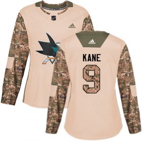 Wholesale Cheap Adidas Sharks #9 Evander Kane Camo Authentic 2017 Veterans Day Women\'s Stitched NHL Jersey