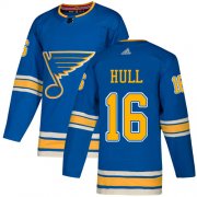 Wholesale Cheap Adidas Blues #16 Brett Hull Light Blue Alternate Authentic Stitched NHL Jersey