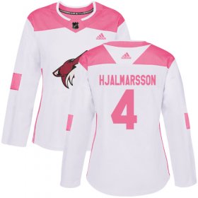 Wholesale Cheap Adidas Coyotes #4 Niklas Hjalmarsson White/Pink Authentic Fashion Women\'s Stitched NHL Jersey