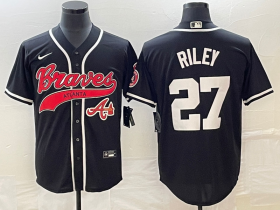 Wholesale Cheap Men\'s Atlanta Braves #27 Austin Riley Black Cool Base Stitched Baseball Jersey