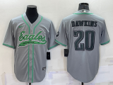 Wholesale Cheap Men's Philadelphia Eagles #20 Brian Dawkins Grey With Patch Cool Base Stitched Baseball Jersey