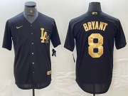 Cheap Men's Los Angeles Dodgers #8 Kobe Bryant Black Gold Cool Base Stitched Jersey