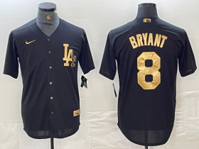 Cheap Men\'s Los Angeles Dodgers #8 Kobe Bryant Black Gold Cool Base Stitched Jersey