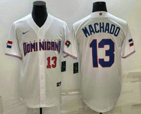 Cheap Men\'s Dominican Republic Baseball #13 Manny Machado Number 2023 White World Baseball Classic Stitched Jerseys