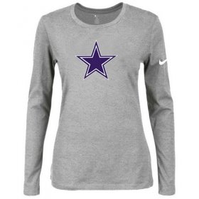 Wholesale Cheap Women\'s Nike Dallas Cowboys Of The City Long Sleeve Tri-Blend NFL T-Shirt Light Grey