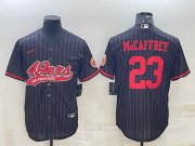 Wholesale Cheap Men's San Francisco 49ers #23 Christian McCaffrey Black With Patch Cool Base Stitched Baseball Jersey