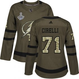 Cheap Adidas Lightning #71 Anthony Cirelli Green Salute to Service Women\'s 2020 Stanley Cup Champions Stitched NHL Jersey